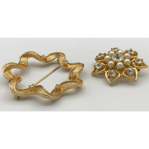 Vintage Sarah Coventry Brooch Starlit Trio 1970 Gold Tone 2-Part Pin Set EUC - Picture 9 of 11